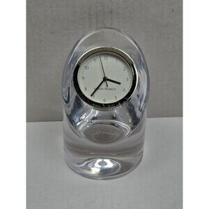 Simon Pearce Barre Glass Desk Clock Handblown Crystal Mantel Quartz New Battery